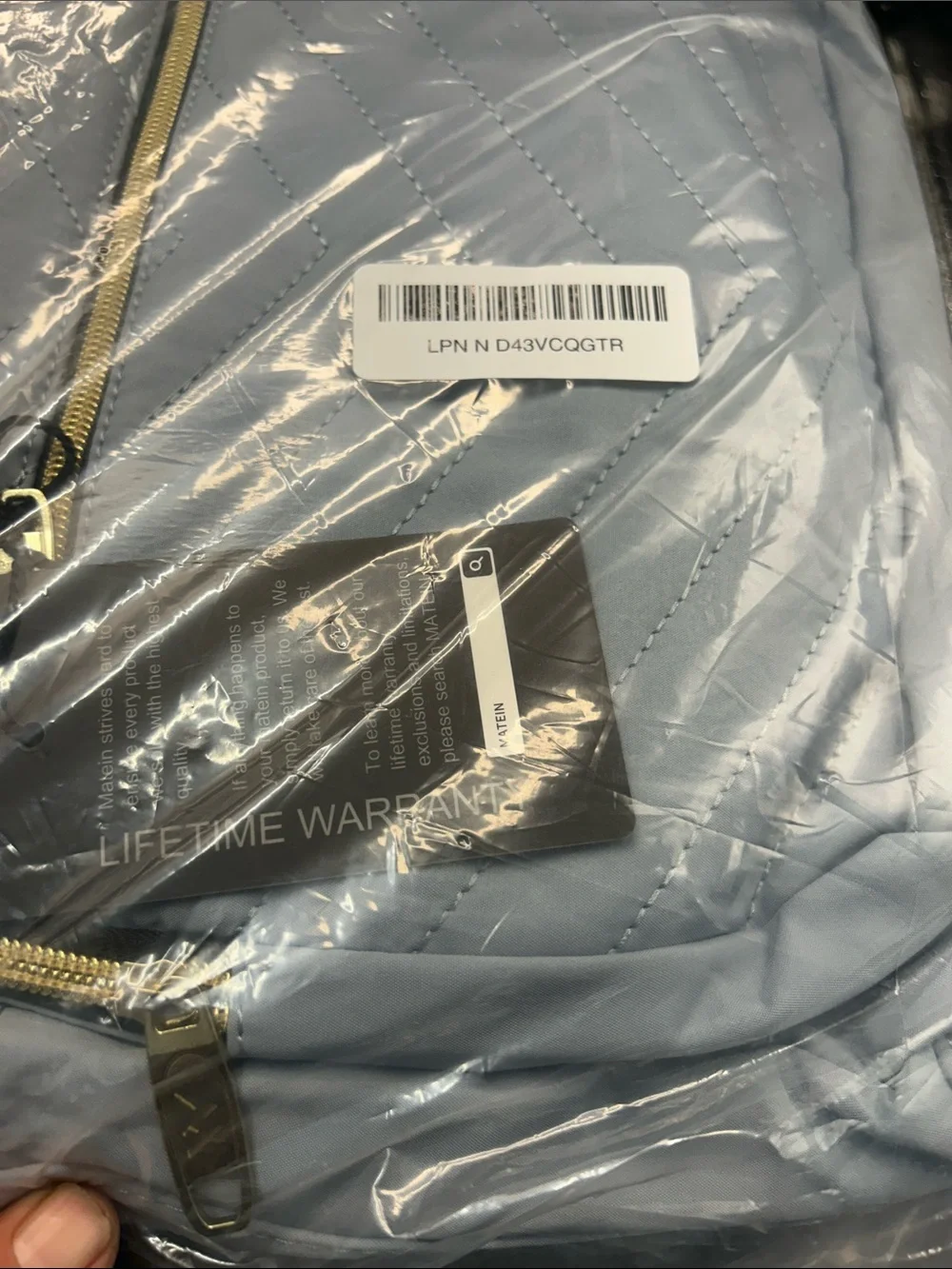 MATEIN Light Blue Quilted Laptop Backpack